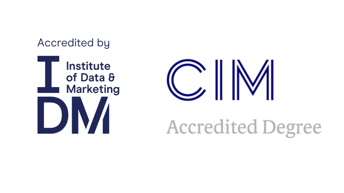 CIM and IDM accreditation logos for BSc Business and Management (Marketing)
